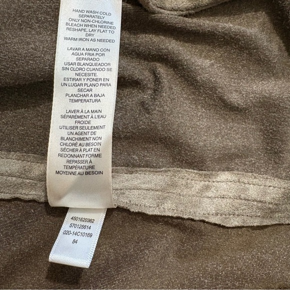 Chicos Faux Suede Open Front Waterfall Cardigan Jacket Women’s Sz 1 Brown Beige - Picture 12 of 12